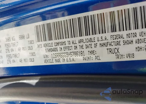 2017 Ram 1500 Slt 4X2 6'4 Box from USA, damaged, VIN 1C6RR6GG9HS786181